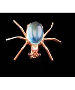 vintage spider brooch rhinestone eyes rose gold plate insect bug figural pin gol - $75.00