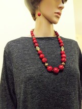 One of a kind genuine coral necklace and earrings set.  - £63.38 GBP