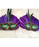 colorful peacock masks with sequins, feathers, straps - £31.78 GBP