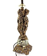 Hollywood Regency 3 Graces Figural Lamp 1970s Brass Glass Victorian Corn... - $205.57 CAD