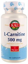 Kal L-Carnitine 500 mg 30 Capsules - $78.00