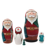 Carved Christmas Nesting Doll - 6&quot; w/ 5 Pieces - £215.82 GBP