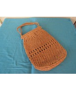 Vintage 70s Handmade Macrame Jute Twine Tote Bag Beach Hippie Festival - £50.64 GBP