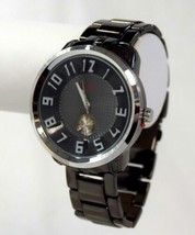 NEW NY London 2864 Men 3D Design Dial Silver Numbers Black Bracelet Analog Watch - £18.15 GBP