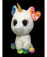 Ty Beanie Boos Pixy Unicorn White Plush Solid Rainbow Colorful Eyes 6&quot; TAGS - $18.00