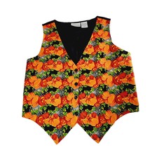 Halloween Vest Pumpkins Spider Webs Size Women Large Basic Editions Fall Wear - £11.66 GBP