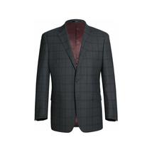 Men Renoir Suit Super 140 Wool Side Vent Classic Fit English Plaid 559-2 Gray image 3