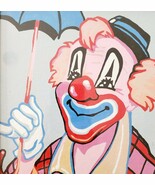 1960s Circus Clown Umbrella Original Art Painting By Lee Framed Vintage HW1 - €70,54 EUR