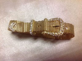 Kirks Folly Rare Belt Buckle Bracelet With Aurora Borealis Crystals - Signed - £35.20 GBP