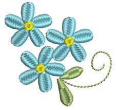 The simple little twig of forget-me-not Machine embroidery design,   des... - $1.35