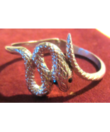 Vintage silvertone hinged snake bracelet  rhinestone eyes - £17.13 GBP