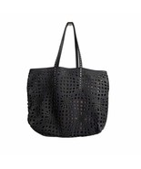 Nada Sawaya New York Laser Cut Leather Navy &amp; Brown Handbag - $222.75
