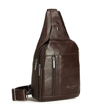 Men Genuine Leather Sling Chest Bag Backpack Rucksack Cross Body Bags Male Real  - £43.96 GBP