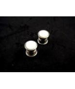 Art Deco Silvertone Mother of Pearl Cufflinks by EVER SNAP 102714 - £27.96 GBP