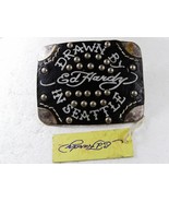 Drawn By In Seattle Black Leather Belt Buckle By ED HARDY 33116a w/ Tag - £35.96 GBP