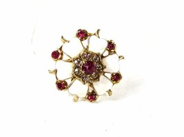 1950&#39;s-60&#39;s White Clear &amp; Pink Rhinestones Brooch By CORO 42616 - £18.16 GBP