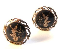 Vintage Siam Sterling Niello  Dancer Clip On Earrings - £22.64 GBP