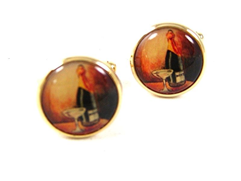 Primary image for Silver Tone Picture of Glass & MOET Champagne Cufflinks 92316