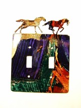 2 Wild Horses Running Free Double Light Switch Cover Plate by LaZart 030315Y - £27.48 GBP