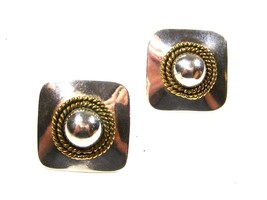 Mexican Taxco Sterling Silver &amp; Goldtone Clip On Earrings by LATON 10315 - £35.96 GBP