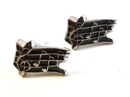 Vintage Silver Tone Musical Note Cufflinks by Hickok U.S.A. - £31.99 GBP