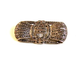 Vintage Silver &amp; Marcasites Deco Brooch - £32.36 GBP