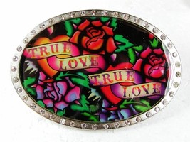 True Love True Love Black Green Roses Belt Buckle By ED HARDY 33116 - £18.09 GBP
