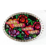 True Love True Love Black Green Roses Belt Buckle By ED HARDY 33116 - £18.37 GBP