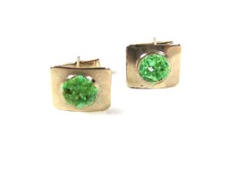 Vintage Silver Tone Blue Green Cufflinks Unbranded 53116 - $16.99