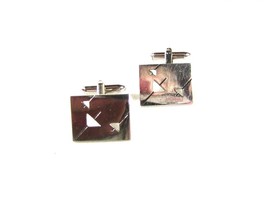 Vintage Silver Tone Mid Century Modern Cufflinks By SWANK 53116 - £18.06 GBP