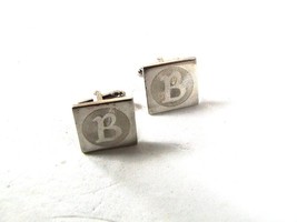 Vintage Silver Tone Initial B Cufflinks Unbranded 53116 - £13.54 GBP