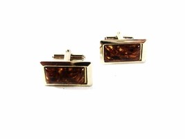 Vintage Silver Tone Sparkly Brown Yellow Cufflinks Unbranded 53116 - $16.99