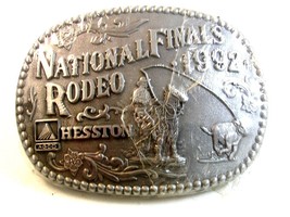 1992 National Finals Rodeo Belt Buckle by Hesston Mint In Plastic - £13.56 GBP