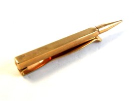 Vintage 1960&#39;s - 1970&#39;s Gold Tone  Pencil Tie Clasp Signed Swank - £19.65 GBP