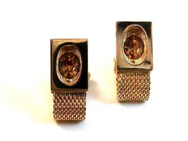 Vintage 1970&#39;s Gold Tone &amp; Sparkley Amythest Rhinestone Cufflinks - £35.40 GBP