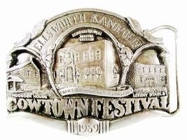 1989 Ellsworth Cowtown Festival Belt Buckle By PRAIRIE ENTERPRISES 41116 - $16.99