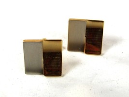 Vintage Silver Tone &amp; Gold Tone Square Cufflinks 81016 - £15.17 GBP