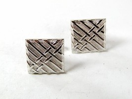 Vintage Silver Tone Square Cufflinks By SWANK 81016 - £13.36 GBP