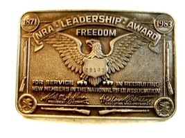 Vintage NRA Leadership Award Freedom  Belt Buckle - £14.93 GBP