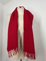 Vtg Strawbridge &amp; Clothier Red Lambswool Muffler Scarf 11.5x50 - £17.95 GBP