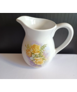 Vintage Ceramic Floral Yellow Roses Water Pitcher - Cleo Wiggins - $11.88
