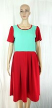 LulaRoe Sea Foam Green Red Color Block Amelia Dress Womens Size Large New - £27.93 GBP