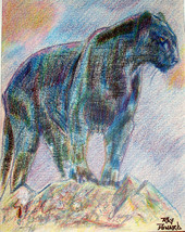 ORIGINAL ACEO Panther Art Print  -: rdoward fine art - $5.94