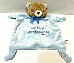 Love in the Air My First Valentines Day Blue Security Lovey Rattle Plush Bear  - £8.35 GBP