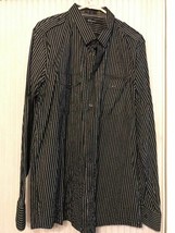 BLACK Long Sleeve striped shirt Men&#39;s size XXL Ships N 24h - $27.70