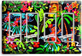 Dancing Hawaiian Girls Flowers Palm Trees Quadro Gfci Light Switch Plate Decor - £16.34 GBP