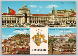 Lisboa Praca Do Comercio Castelo De Sao Jorge Scenic Collage Vintage Postcard - £10.80 GBP