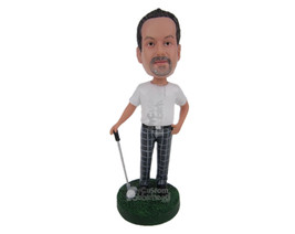 Custom Bobblehead Professional Golfer Guy With His Golf Stick And Ball - Sports  - £66.26 GBP