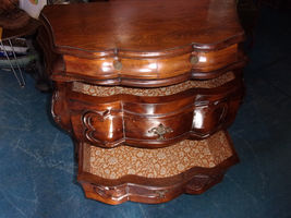 Antique Italian Beaufront Chest Hand carved Walnut 4 drawer - $445.50