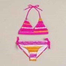 Girls Swimsuit Joe Boxer Pink Striped 2 Pc Bikini Bathing Suit-size 4/5 - $8.91